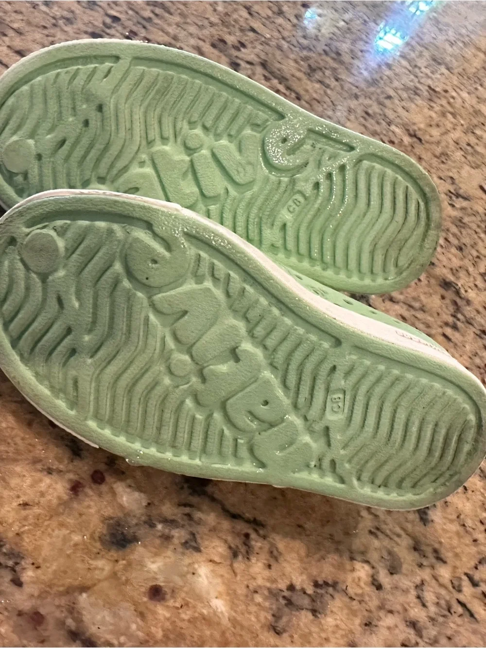 Native Kids Jefferson Slip-On Water Shoes in Mint Green with White Toe